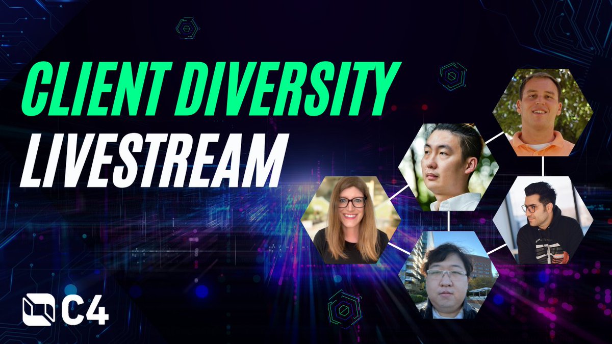 🌟 Don't miss tomorrow’s Client Diversity livestream at 1pm ET! Join industry experts Hart Montgomery, @jameshe_eth, @sbetamc, and @luminoir and expand your Ethereum knowledge! 🚀 bit.ly/ClientDiversity #Ethereum #ClientDiversity #EthereumEducation