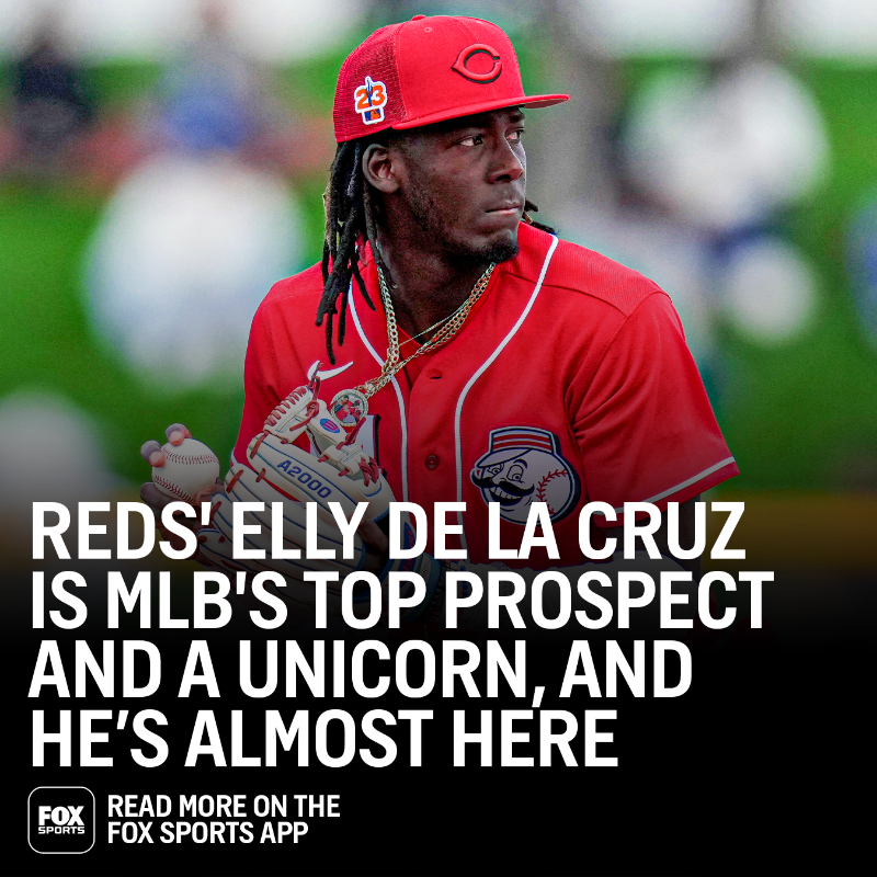 MLBONFOX's tweet photo. Stories about Elly De La Cruz read like folktale. He is Paul Bunyan in baseball pants, Superman with exit velocity. Soon he'll be on display for all the baseball world to see, @Jake_Mintz writes.