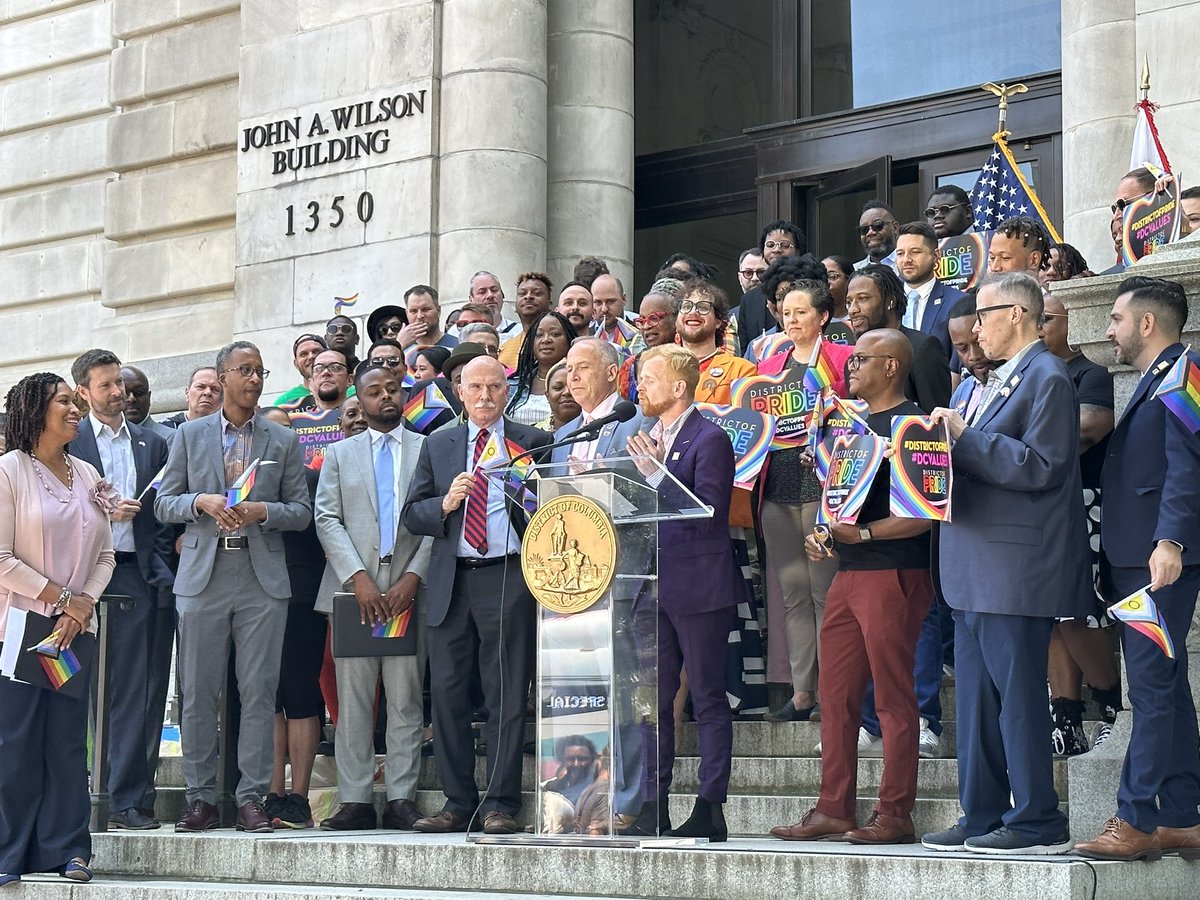 Kicking off #Pride2023 with a pride flag raising hosted by @MayorBowser and @DCLGBTQ.  #DistrictofPride #DCValues