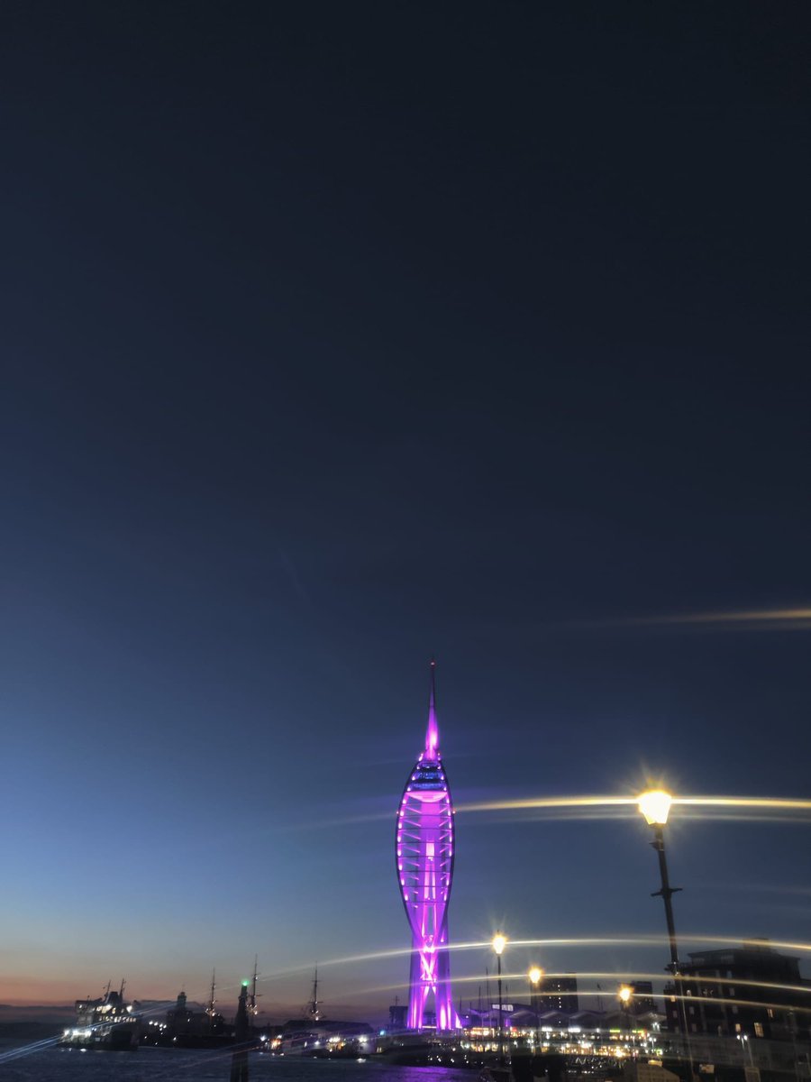 thestrokesquad's tweet image. Lovely evening yesterday, slowly watching the @SpinnakerTower turn purple as the sunset to commemorate stroke awareness month. Inspired to speak to so many people about their stroke journey’s and the great support that Debby from @TheStrokeAssoc has given to so many of Portsmouth