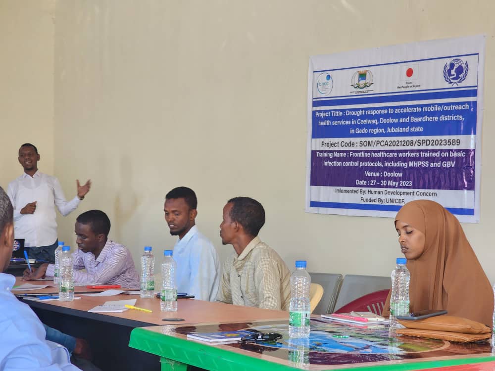 HDCSOMALIA's tweet photo. Through the support of UNICEF Somalia HDC conducting frontline heath workers training on basic infection control, orientation on GBV and MHPSS in Dollow district Gedo region. https://t.co/gWWBH4uxqv