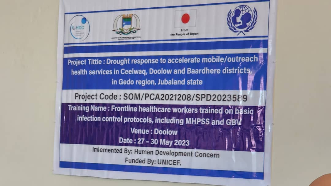 HDCSOMALIA's tweet photo. Through the support of UNICEF Somalia HDC conducting frontline heath workers training on basic infection control, orientation on GBV and MHPSS in Dollow district Gedo region. https://t.co/gWWBH4uxqv
