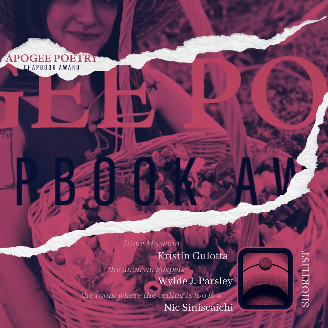 April_Gloaming's tweet photo. Announcing the #shortlist for our Poetry Apogee Chapbook Contest. #Congratulations to all! This year was challenging to decide. #Submissionsopennow for next year’s awards. #chapbookcontest #poetryapogeechapbookvontest #indiepress #readindependent #poetrycommunity #spilledink https://t.co/MtkdMmZPwd