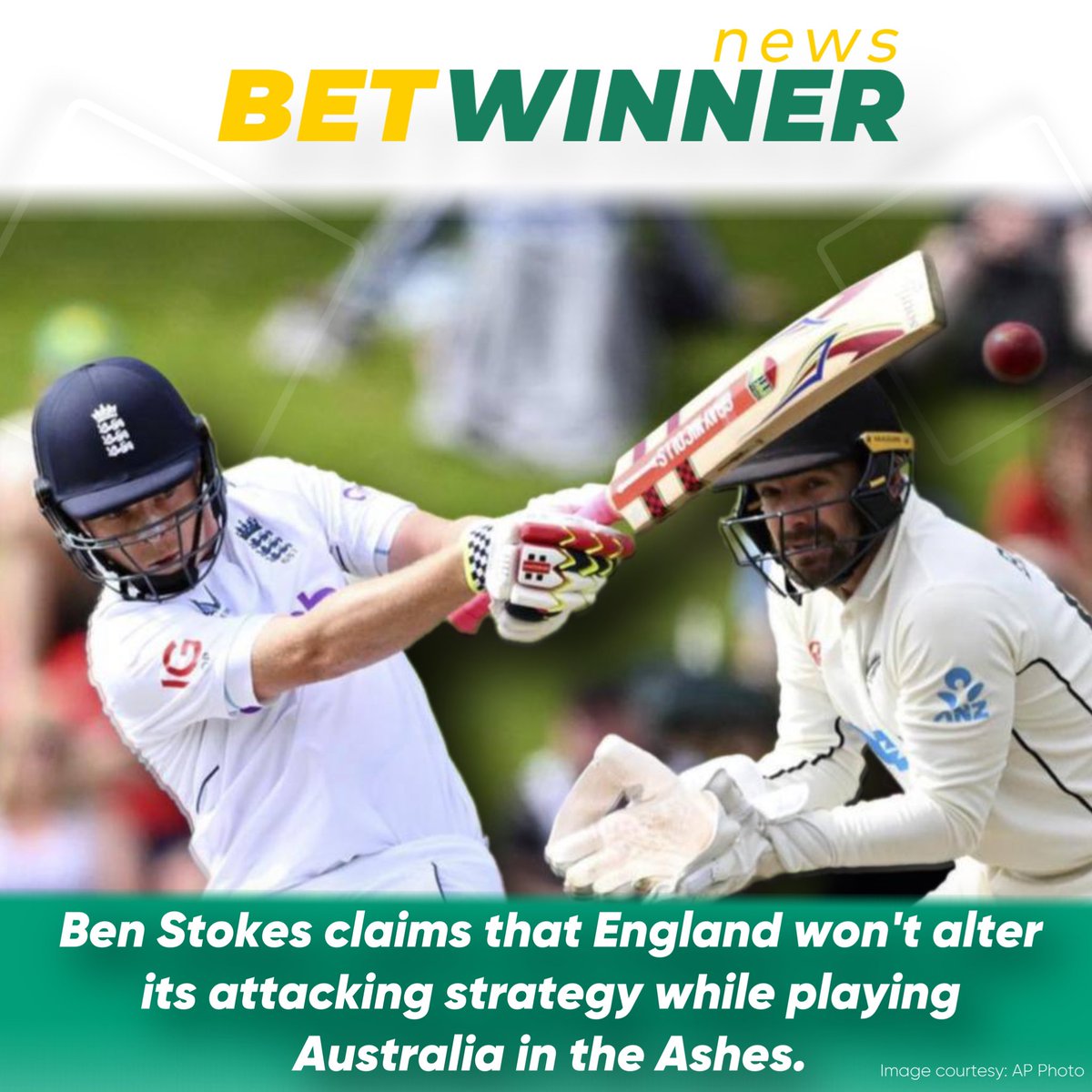 BetwinnerNews's tweet photo. According to captain Ben Stokes, his team will continue to play the aggressive brand of cricket that has helped England win 10 of their last 12 Test matches. https://t.co/uAc3V158yA