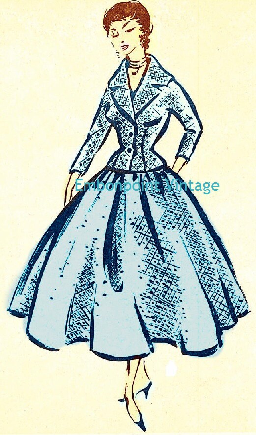 Plus Size (or any size) Vintage 1949 Skirt Suit Sewing Pattern - PDF - Pattern No 59 Melba tuppu.net/c49f6809 #plussizevintage #EmbonpointVintage #Etsy #Vintage