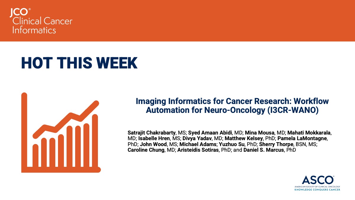 JCO Clinical Cancer Informatics (@jcocci_asco) on Twitter photo 👀 Check out what’s popular this week in #JCOCCI: Integrative Imaging #Informatics for #CancerResearch: Workflow Automation for Neuro-Oncology (I3CR-WANO) <a href="/Satrajit_C/">Satrajit Chakrabarty</a> #AI ➡️ fal.cn/3yK0J 👀 Check out what’s popular this week in #JCOCCI: Integrative Imaging #Informatics for #CancerResearch: Workflow Automation for Neuro-Oncology (I3CR-WANO) <a href="/Satrajit_C/">Satrajit Chakrabarty</a> #AI ➡️ fal.cn/3yK0J