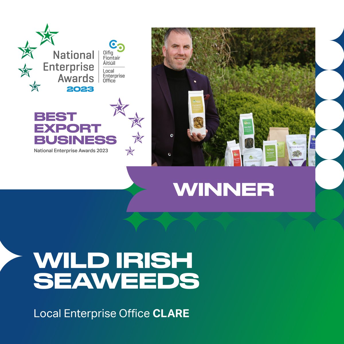 The winner of the Best Export Award is @WildSeaVeg supported by @LEOCountyClare #NEAwards #MakingItHappen