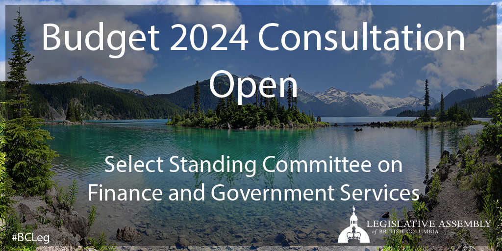 The Finance Committee’s #BCBudget 2024 Consultation is now open. British Columbians have until June 16 to participate. Learn more at bcleg.ca/FGSbudget  - mailchi.mp/30fe58108794/c…