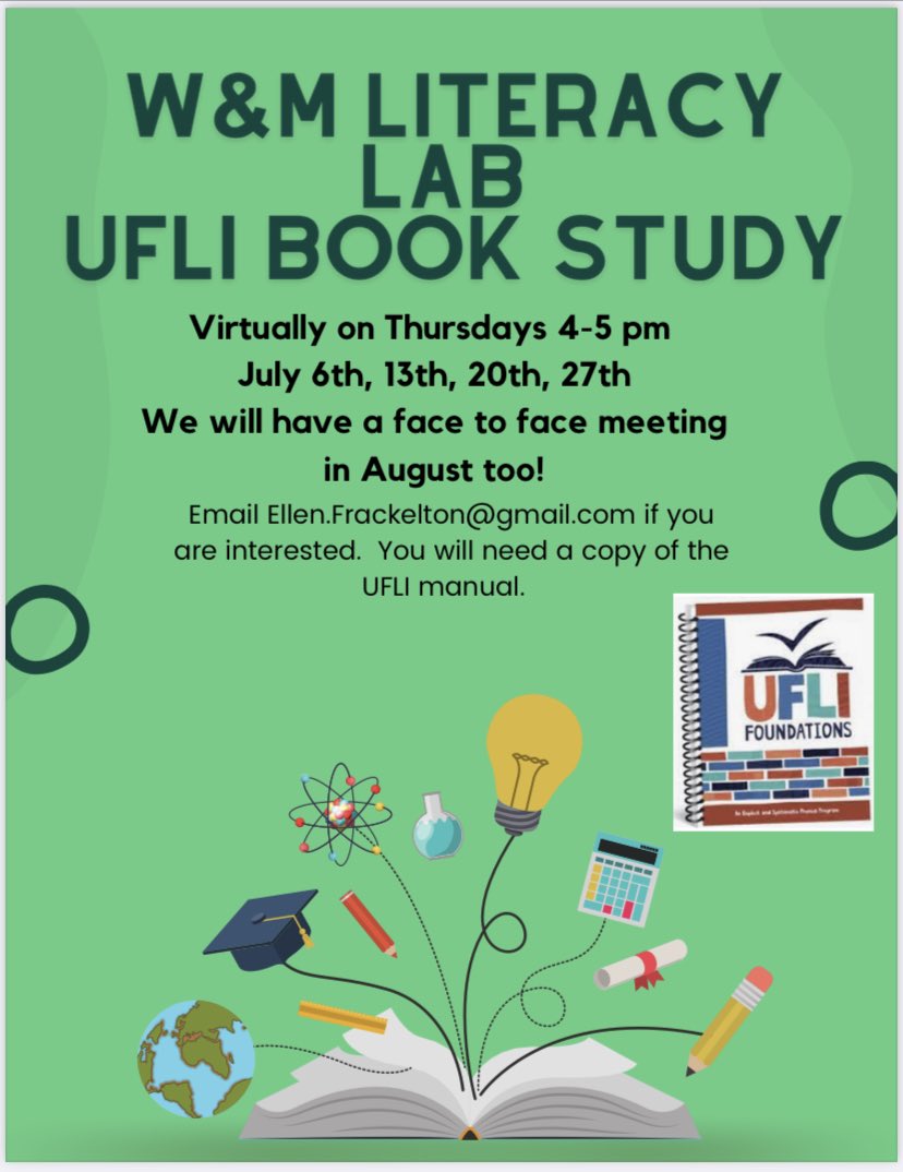 EFrackelton's tweet image. Local teachers, looking for a low key summer learning opportunity?  Join me virtually this summer to collaborate and learn more about UFLI Foundations!  

#summerlearning 
#foundationalskills 
#bookstudy