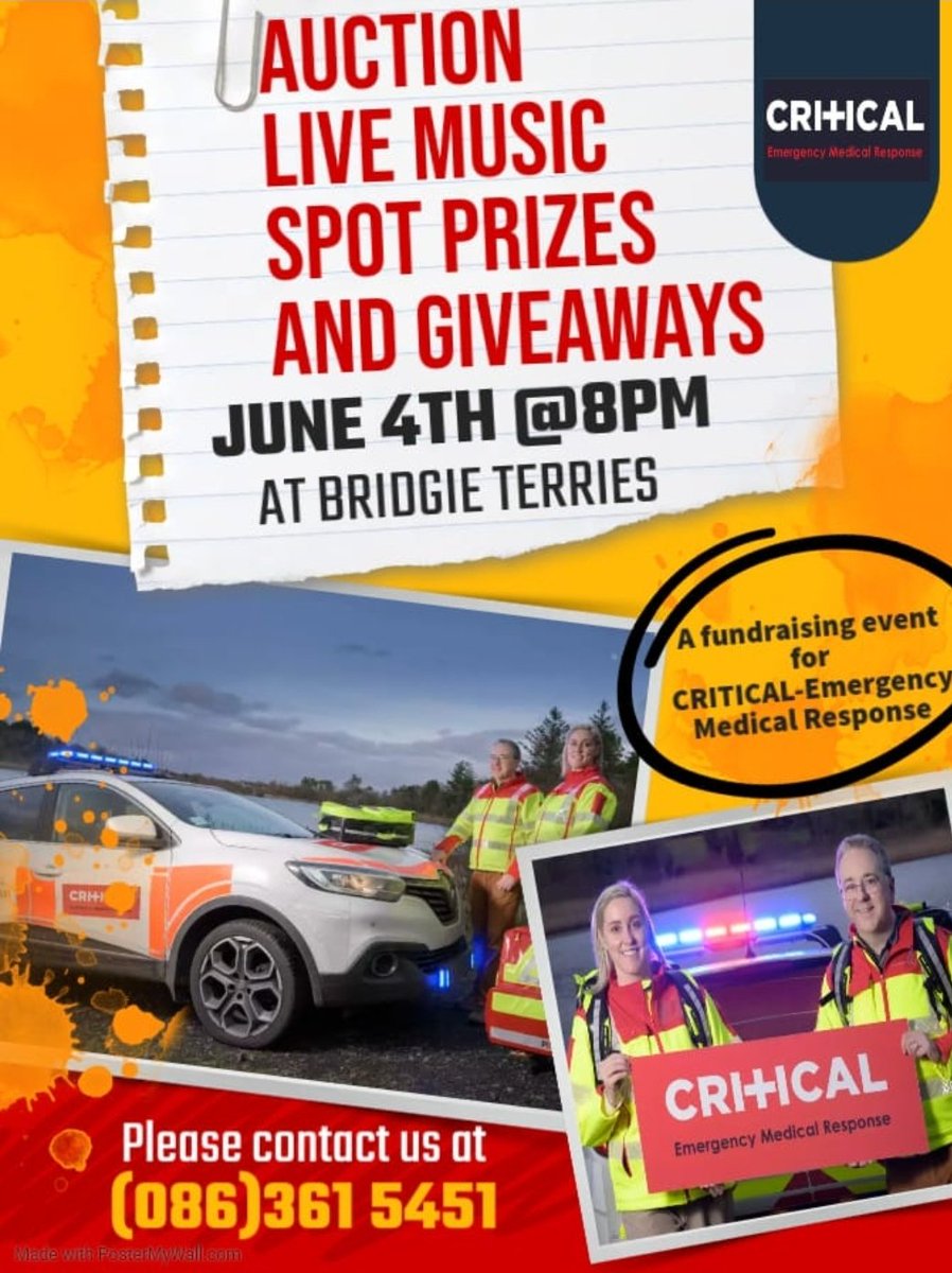 seandaly71's tweet image. A message of support from @SquinlanSean and champion jockey Brian Hughes for the CRITICAL Emergency Medical Response Fundraiser, on Sunday night next June 4th @ 8pm in Bridgie Terries, Dungarvan. All support greatly appreciated for a life saving service provider.