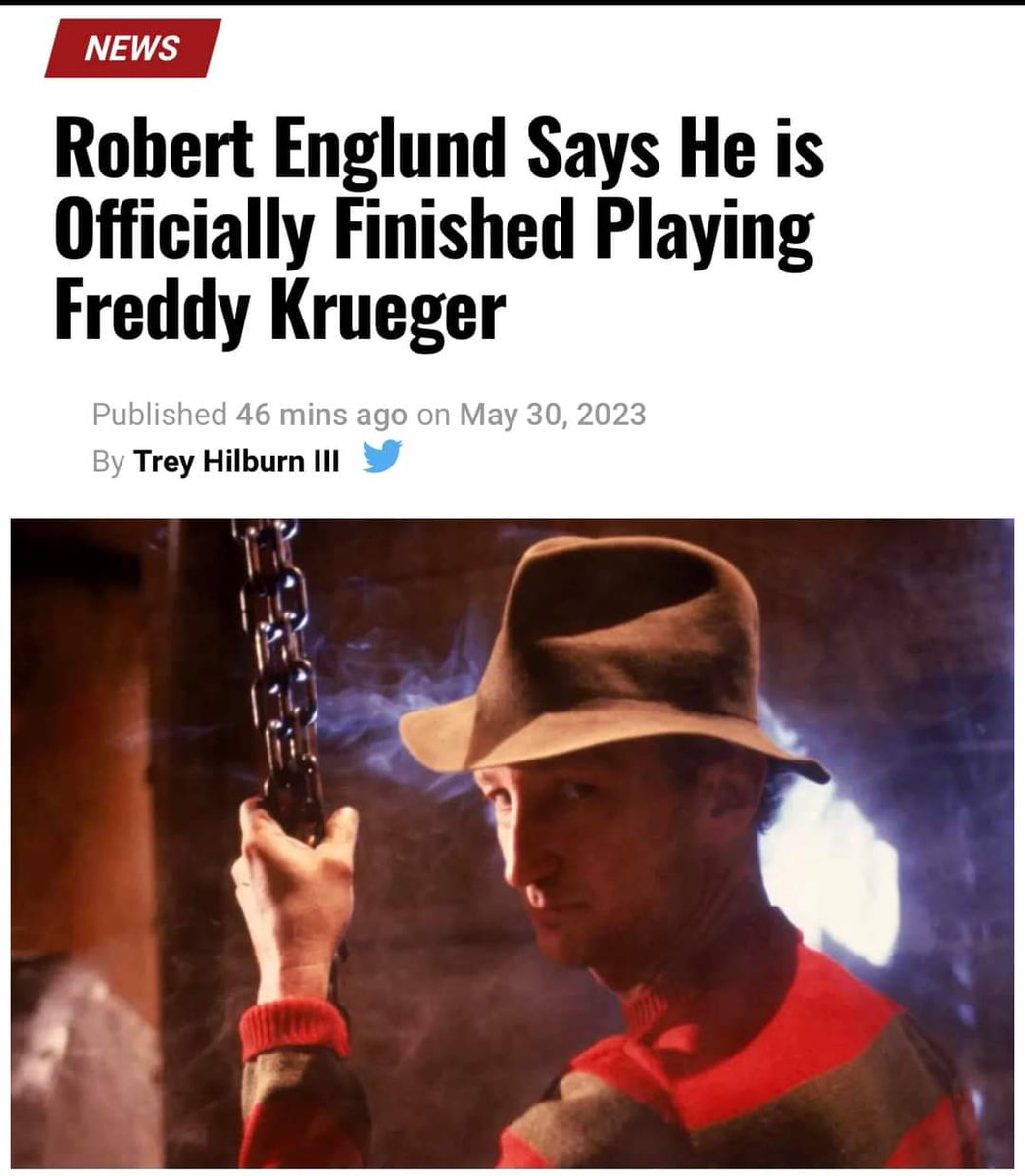 I mean we've all known this was true for years now, but still sad to see all the same 

#RobertEnglund #FreddyKruger #ANightmareonElmStreet #horror #horrorfans #HorrorFam #HorrorFamily #HorrorMovies #HorrorCommunity