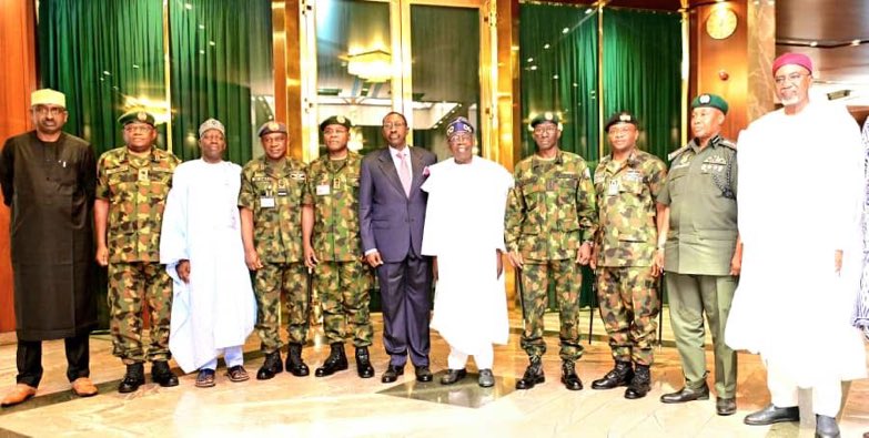 President Bola Tinubu attended his first security meeting at the State House in Abuja with the service chiefs and the inspector general of police.
#TinubuIsHere https://t.co/R7s7z5GbF2