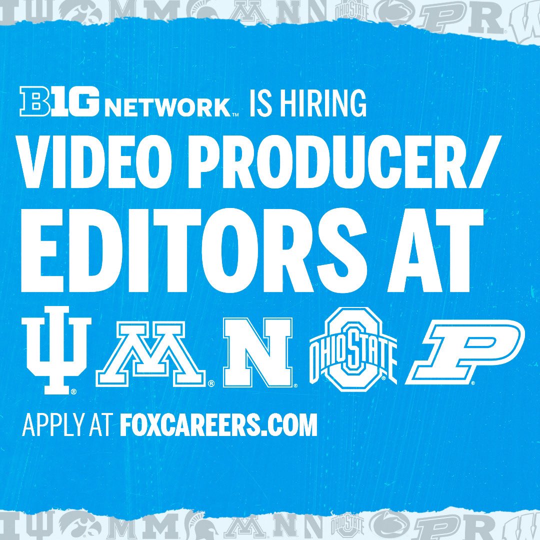 🚨 Do you love telling stories through video? Do you crave covering sports across all social media platforms? Are you a sports fan? 🚨

We’re hiring Video Producers/Editors at our <a href="/bigten/">Big Ten Conference</a> campuses. 

👉 Learn more and apply: foxcareers.com/Search/SearchR…