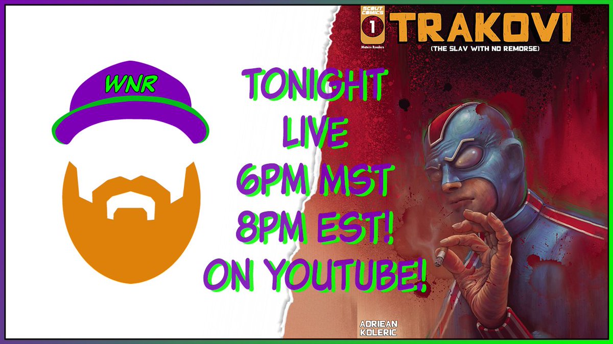 TONIGHT! 8PM EST! 6PM MST! LIVE!

#TRAKOVI #Creator @AdrieanKoleric  will be sitting down to chat #comics #carnage and a town in #alberta for the comic release of #Trakovi by @ScoutComics 

Tune in on #YouTube!