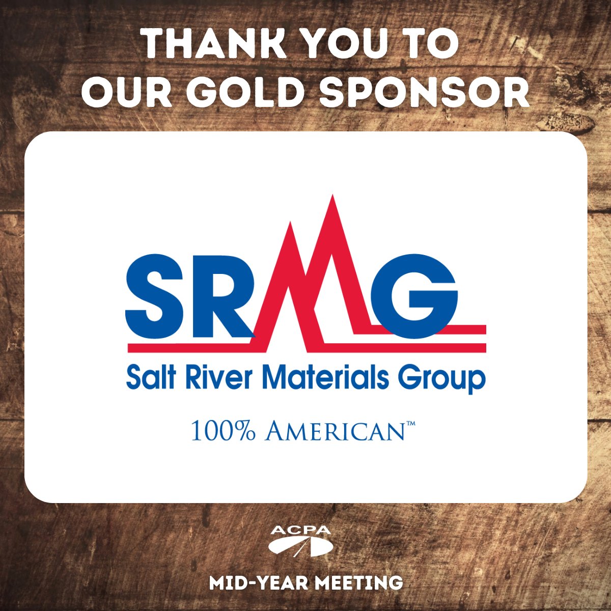 Thank you to Salt River Materials Group for being a 2023 Gold Program Sponsor for the Mid-Year Meeting! #ACPAMidYear #concretepavement