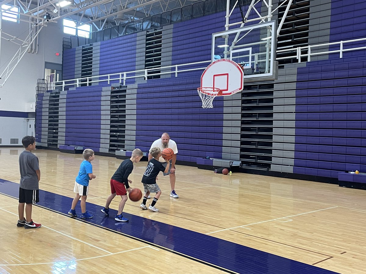 KTFiala's tweet photo. Day 3 of @BEASTMBB youth camp consisted of lots of shooting. They worked on their form, layups, and attacking the basket. Love seeing so many kids engaged and loving basketball. #futureBeasts https://t.co/hDJbbEQbkI