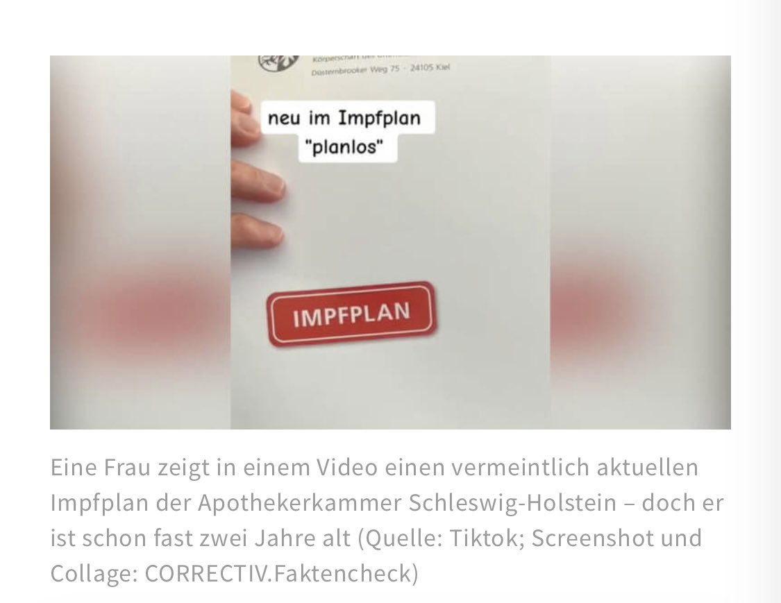 ‼️Doch,die Wirksamkeit der mRNA Impfstoffe ist bekannt und belegt; ein „Impfplan der Apothekerkammer Schleswig Holstein besagt nicht das Gegenteil.
Wer das FakeNews Video gesehen hat und den Quark immer noch glaubt hier ein gutes Debunking.
Danke
@correctiv_fakt…