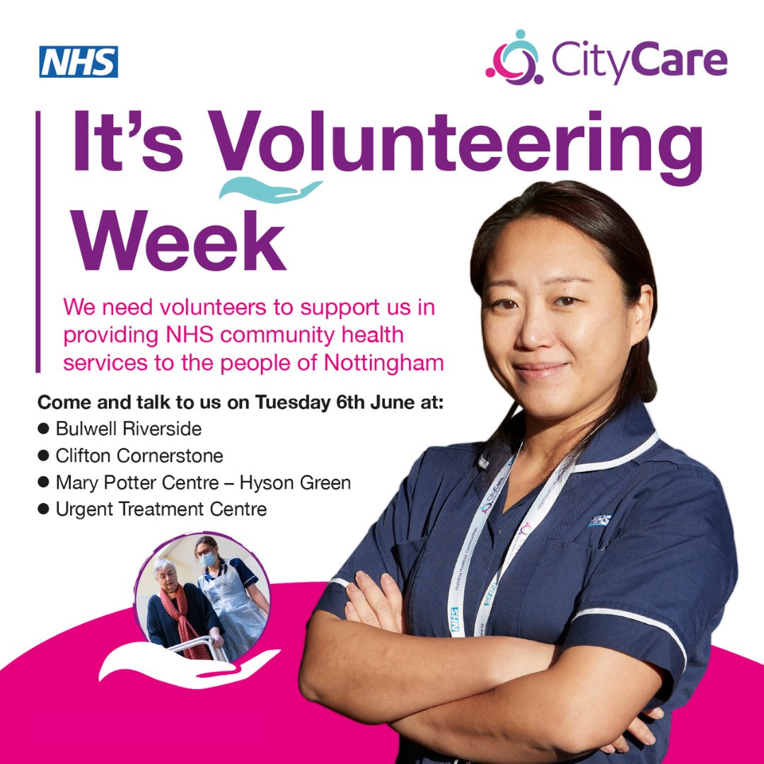 Nottingham CityCare (@ncitycare) on Twitter photo We are looking for volunteers to support us in providing NHS community health services to the people of Nottingham! Interested?
Find out more on our website here!: nottinghamcitycare.nhs.uk/work-for-us/vo…
#nottinghamvolunteering
<a href="/Notts_ICS/">Nottingham+Nottinghamshire Integrated Care System</a>
<a href="/NottinghamCVS/">Nottingham CVS</a> We are looking for volunteers to support us in providing NHS community health services to the people of Nottingham! Interested?
Find out more on our website here!: nottinghamcitycare.nhs.uk/work-for-us/vo…
#nottinghamvolunteering
<a href="/Notts_ICS/">Nottingham+Nottinghamshire Integrated Care System</a>
<a href="/NottinghamCVS/">Nottingham CVS</a>