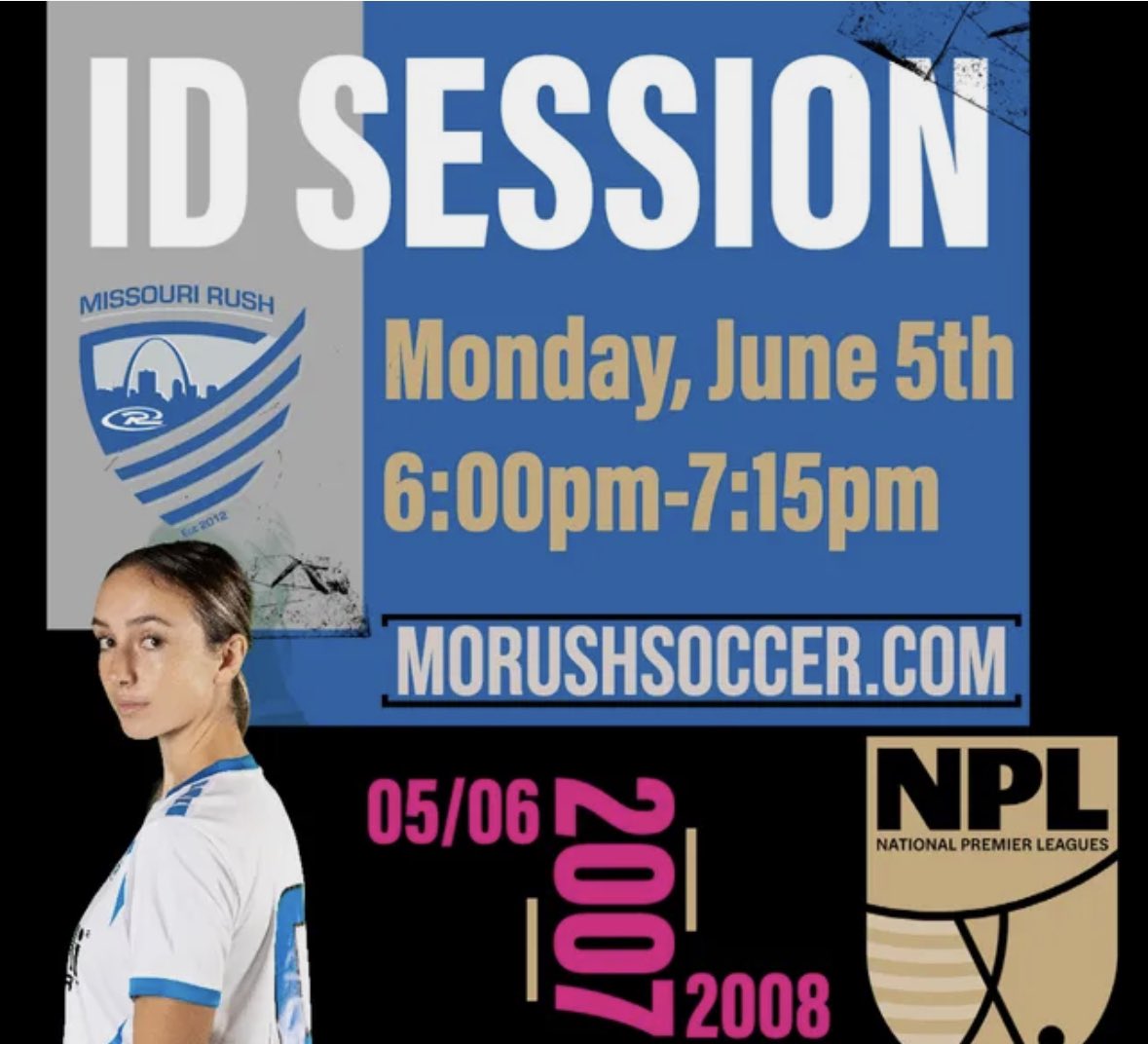 MO Rush NPL Program (@morush_npl) on Twitter photo 🚨 High School Girls ID Session
🗓️ Mark your calendars for <a href="/MoRushSoccer/">Missouri Rush</a> High School Girls ID Session next Monday…June 5th
To register: docs.google.com/forms/d/e/1FAI… 🚨 High School Girls ID Session
🗓️ Mark your calendars for <a href="/MoRushSoccer/">Missouri Rush</a> High School Girls ID Session next Monday…June 5th
To register: docs.google.com/forms/d/e/1FAI…