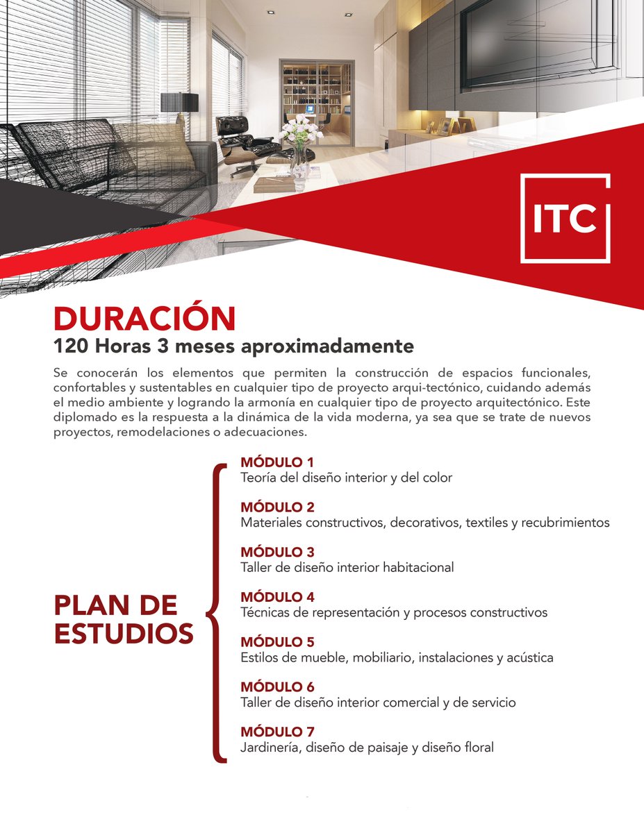 ComunidadITC's tweet photo. Iniciamos el 03 de julio!!

Conoce el programa, y termina en tres meses el Diplomado en Diseño de Interiores, date ese impulso que necesita tu carrera profesional.
¡Atrévete!

Más info e inscripciones:
📧promocionitccdmx@itc-ac.edu.mx
☎55 5668 0787 ext. 101/ 105
#CampusCDMX https://t.co/7V7c1stlPC