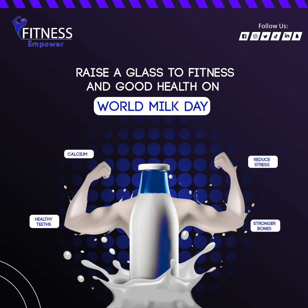 Toast to your health and celebrate World Milk Day with a commitment to fitness and well-being! 🌍🏋️‍♀️

#WorldMilkDay #FitnessFuel #NutritionMatters #FitAndHealthy #MuscleRecovery #BoneStrength #ActiveLifestyle #CheersToHealth #FitnessJourney #Wellbeing #RaiseAGlass