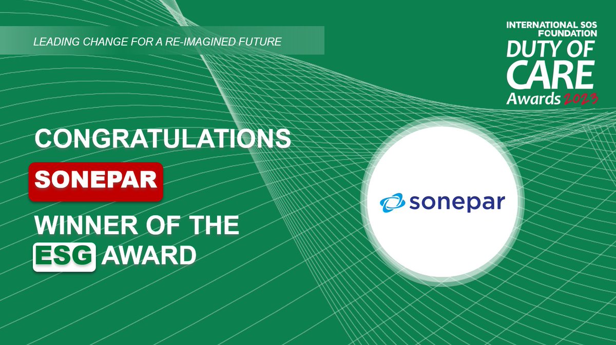 Jeudi dernier ont eu lieu les Duty of Care Awards organisés par l' @IntlSOS_Fdn.  Au total 6 entreprises ont été récompensées dont <a href="/sonepar/">Sonepar</a> dans la catégorie #ESG. 
Nous adressons nos plus vives félicitations à Sonepar pour cette récompense bien méritée.  #devoirdeprotection
