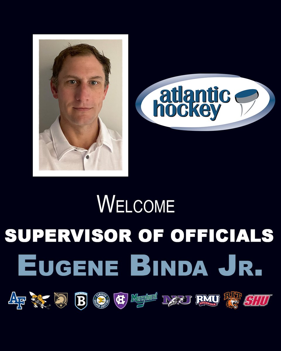 Excited to announce long-time NCAA referee Eugene Binda Jr. has joined @Atlantic_Hockey as our Supervisor of Officials.

Welcome, Geno!

📰 bit.ly/43zjKib

#AHA20