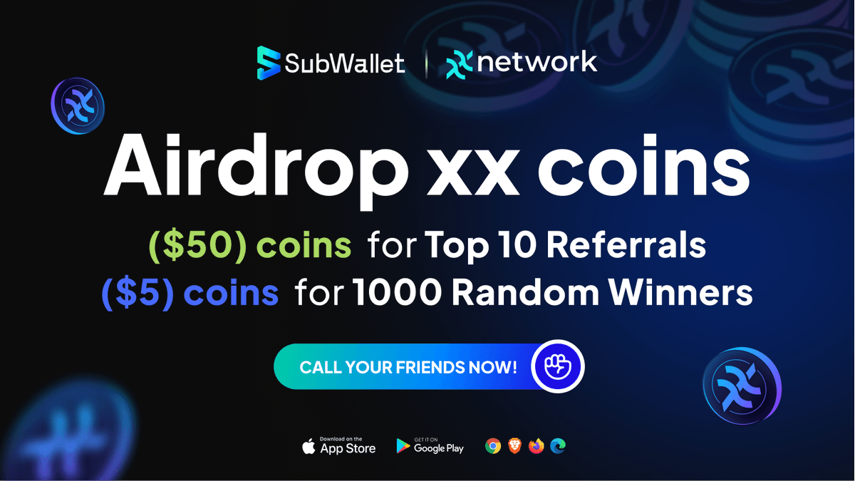 New airdrop: SubWallet &amp; xxnetwork (XX)
Total Reward: $5,500 worth of XX
Rate: ⭐️⭐️⭐️⭐️
Winners: 1,000 Random &amp; Top 10
Distribution: within next week

Airdrop Link: t.me/airdropinspect…

#Airdrop #Airdrops #Airdropinspector #Polkadot #SubWallet #xxnetwork #XX #Crypto #Bitcoin