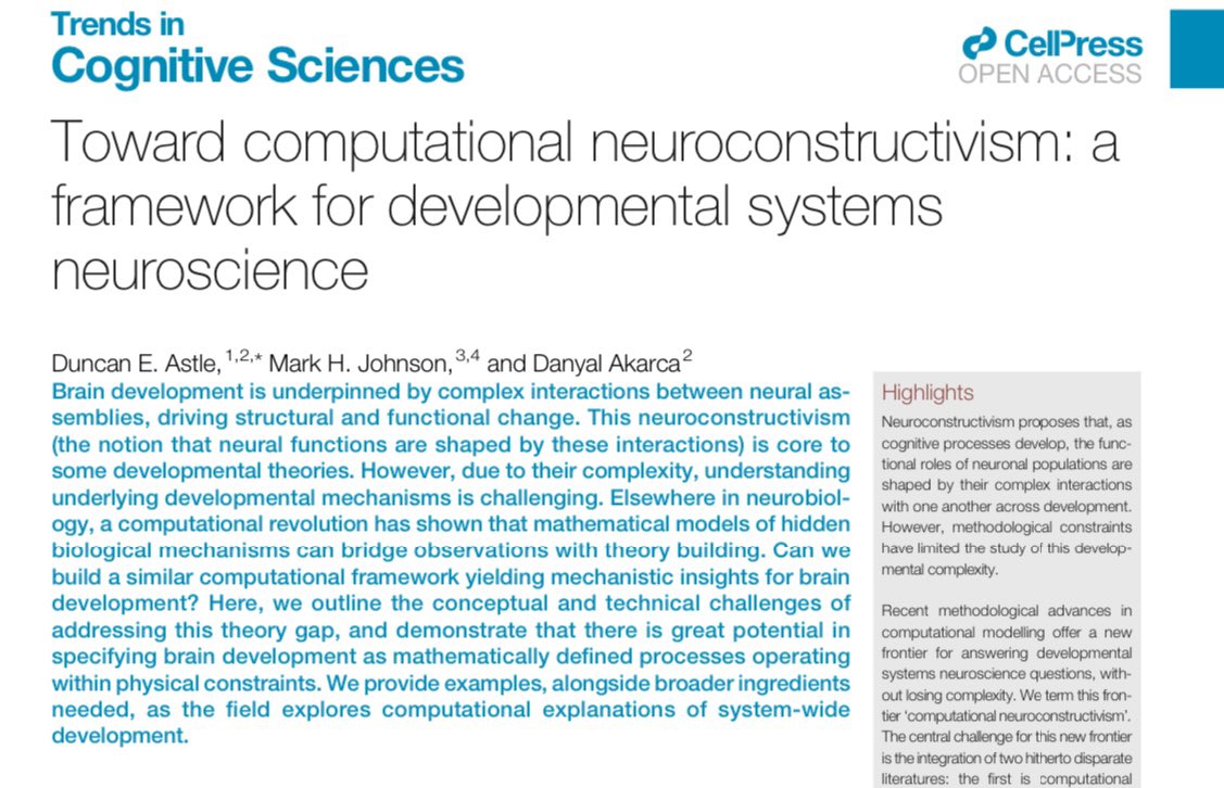 Where computational/AI models meet brain development: historical work, recent advances, across species &amp; scales - with many new &amp; exciting horizons!

See our recent review in <a href="/TrendsCognSci/">Trends in Cognitive Sciences</a> w/ <a href="/DuncanAstle/">Duncan Astle</a> &amp; Mark Johnson.

🧵👇