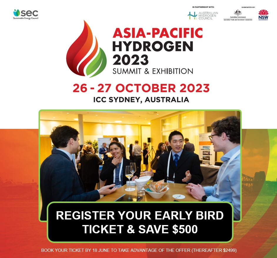 Asia-Pacific Hydrogen 2023 (@apachydrogen) on Twitter photo Have you registered your ticket for #APACHydrogen2023 yet?
Book by 18 June to SAVE $500.
The Summit & Exhibition <a href="/ICC_SYDNEY/">ICC Sydney</a>, also features a FREE ticket with access to the Exhibition and H2 Tech Series.
🎟️Tickets: bit.ly/3mFLYrv
📕Brochure: bit.ly/3ZxwxQt Have you registered your ticket for #APACHydrogen2023 yet?
Book by 18 June to SAVE $500.
The Summit & Exhibition <a href="/ICC_SYDNEY/">ICC Sydney</a>, also features a FREE ticket with access to the Exhibition and H2 Tech Series.
🎟️Tickets: bit.ly/3mFLYrv
📕Brochure: bit.ly/3ZxwxQt