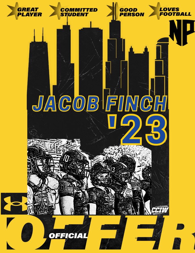 JacobFinch76's tweet photo. I am extremely blessed to receive my first offer from North Park University. @CoachPcheck @alton_plott @Beasley__F @BigGreenIndian @CoachRook https://t.co/LjoH14dKWy