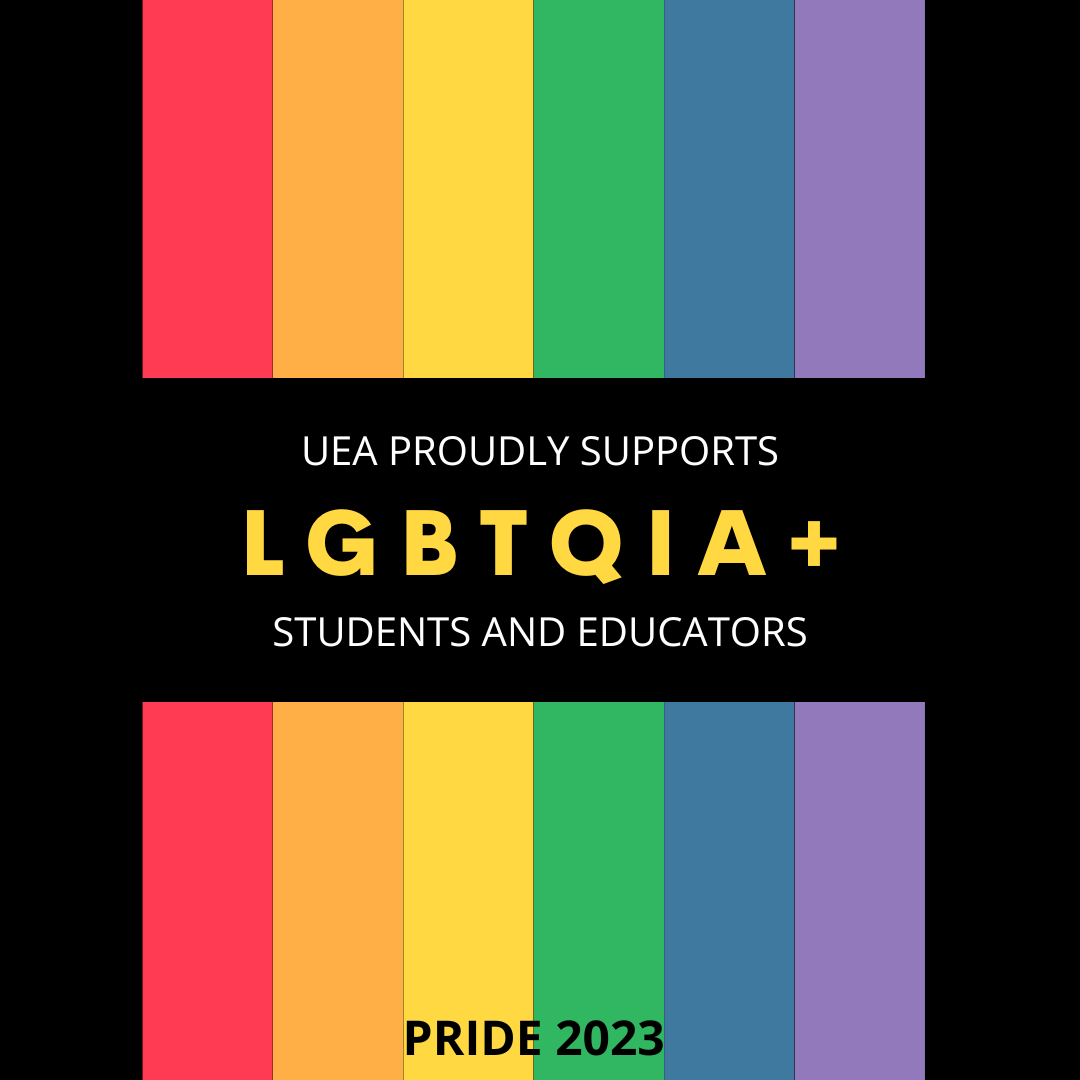 myuea's tweet image. True learning only happens when students feel supported and celebrated in the classroom and when everyone in the school community can be their authentic selves—no matter their background. Join us in raising the voices of #LGBTQIA students and educators. #Pride2023