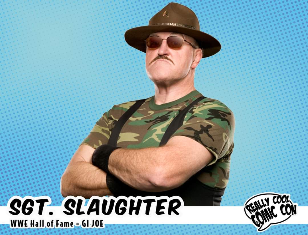 Make sure you go to the @ReallyCoolCon during #Summerslam Weekend! One of the guests will be none other than #GIJoe himself,  @_SgtSlaughter ! 
We will also be attending the show, if you see us, don't hesitate to say hello...'And that's an ORDER 🪖'
#WWE #WWEHallofFame #AWA