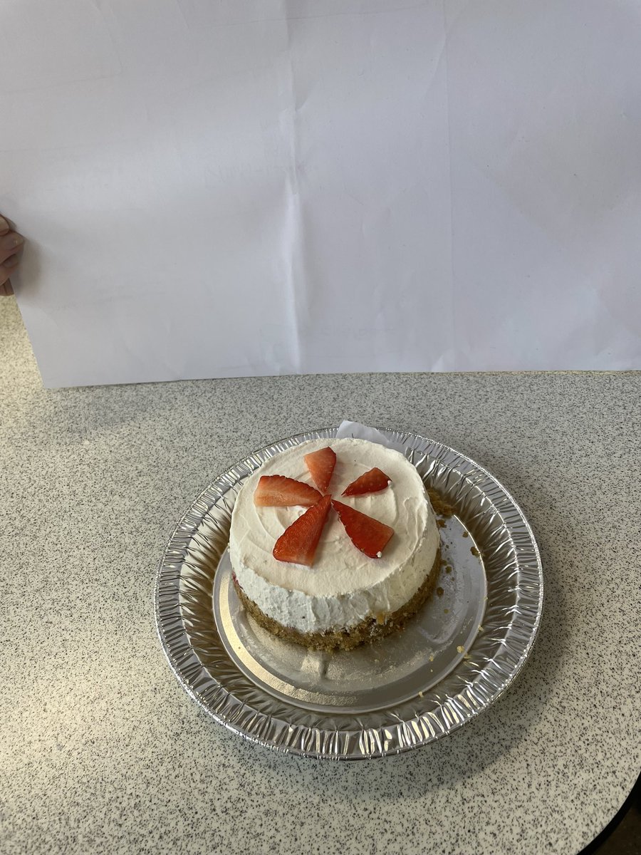 Some single portion cheese cakes from Miss SteggleS S3s using Scottish strawberries from @Asda Well done Cassie and Jessica!! 🍓#cheesingforcheesecake #SupportLocal