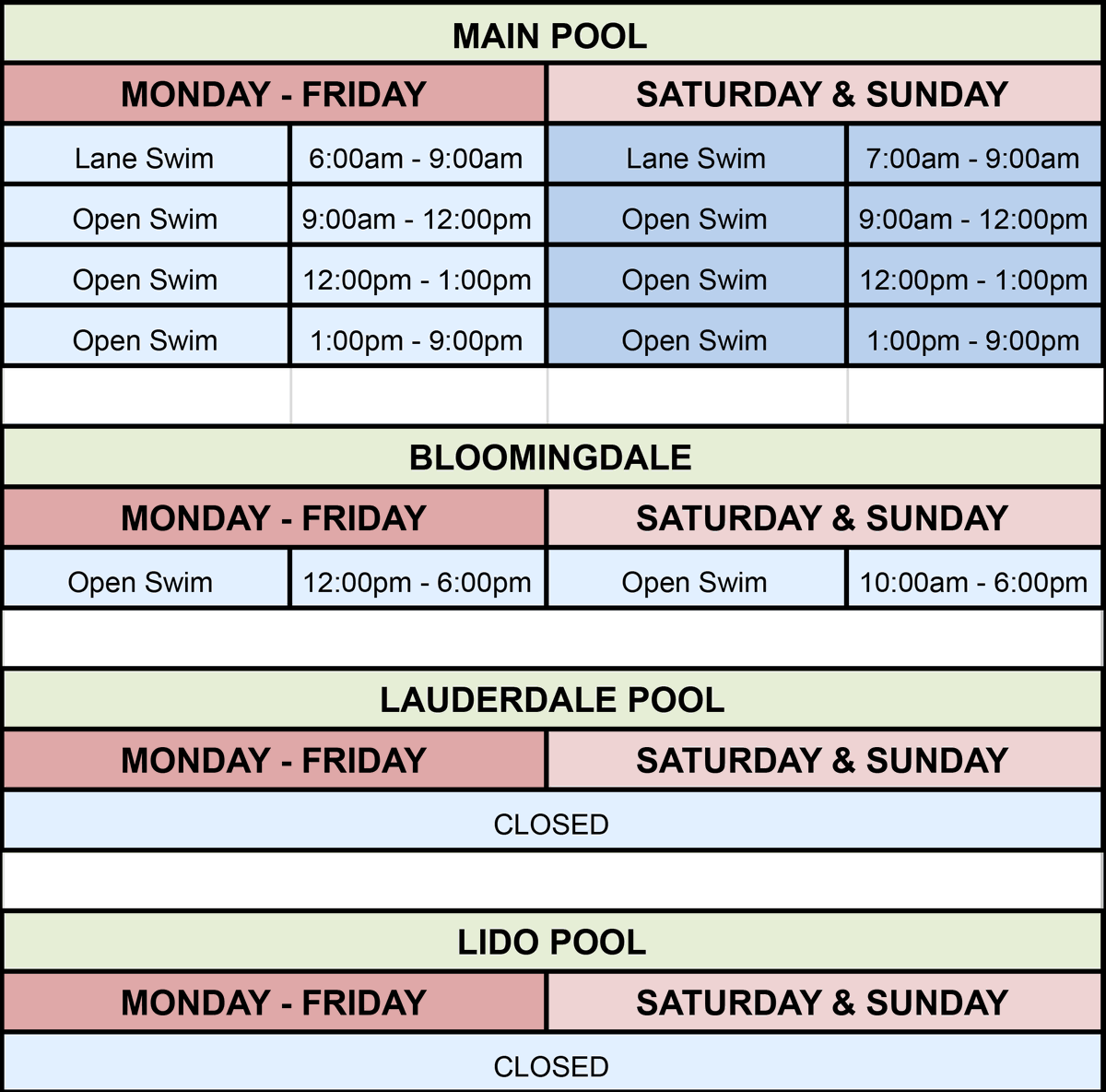 Another pool is almost ready; the Bloom opens tomorrow at noon!

Stay tuned, because the Lauderdale is hot on its heels, with an estimated opening mid-next week (we'll shout it from the rooftops when it's ready!)