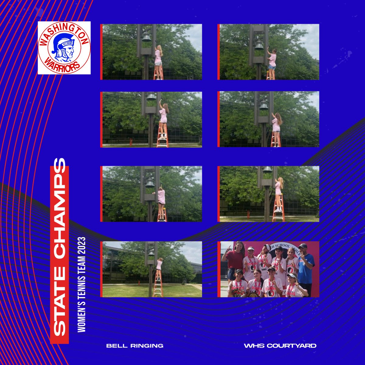 Bell ringing ceremony in the courtyard for our state champions!  Congratulations to our Women's Tennis Team!