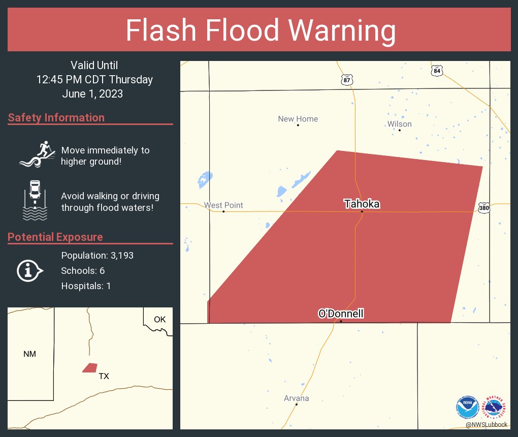 NWS Lubbock on Twitter "Flash Flood Warning including Tahoka TX and O