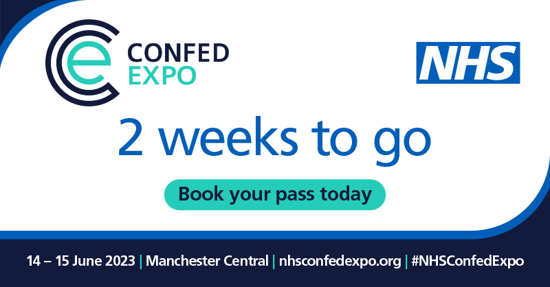 📣2 weeks to go📣 #NHSConfedExpo is just 2 weeks away, will you be joining us at @ManchesterCentral? ☑️ A wide range of sessions to choose from ☑️ Opportunities to share learning and innovation ☑️ Over 200 exhibitors to explore Book your pass today👇 bit.ly/3jaIpbi