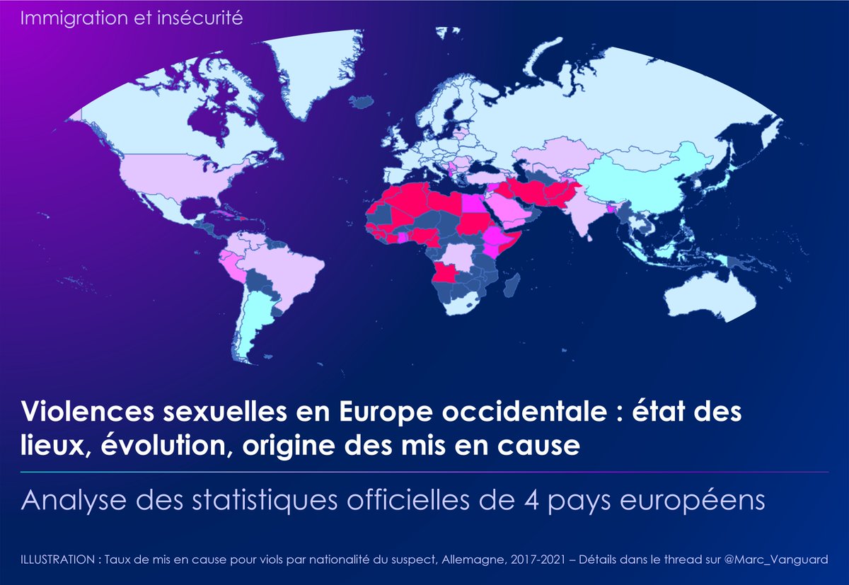 🚨 #Immigration & #insécurité

Les violences sexue||es dans les 4 plus grands pays de l'UE explosent :
📈x2 en 10 ans
👥 % étrangers parmi les mis en cause: 30%
📊Taux de mis en cause des étrangers: x4 vs nationaux

👉 Un thread pour (presque) tout savoir en 🔟 tweets