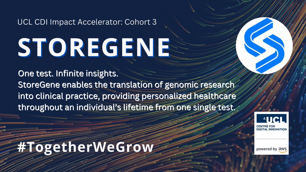 UCL_CDI's tweet image. 🤝The UCL CDI is delighted to be working with @StoreGene as a member of Cohort 3 of the #ImpactAccelerator Programme!

🔜 Stay tuned for updates on this transformative digital innovation poised to reshape the healthcare landscape. 

#TogetherWeGrow