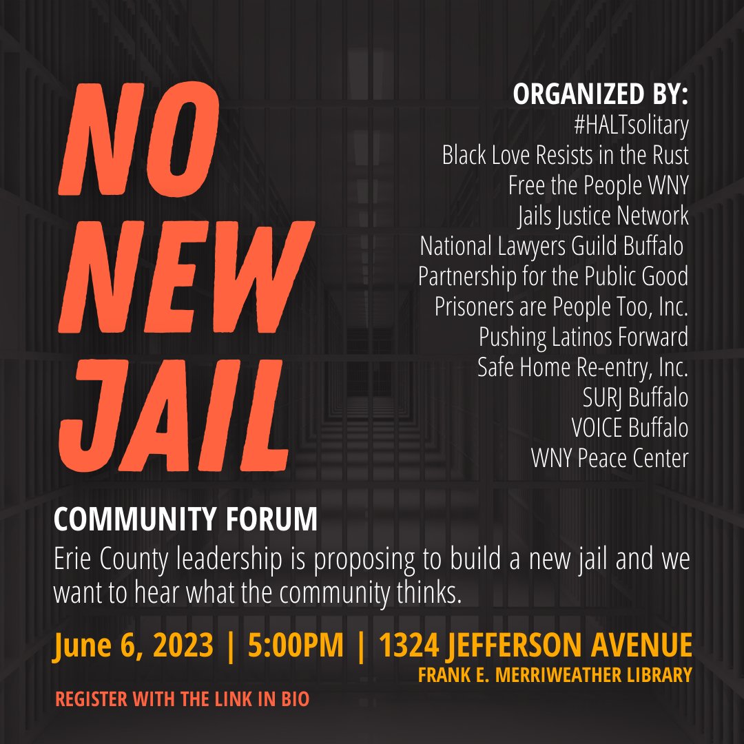 Part 2 - Join us June 6th at the Merriweather Library to learn about and make your voice heard on the needs assessment the County is doing before committing any money to a new jail. Register: bit.ly/nojailforum