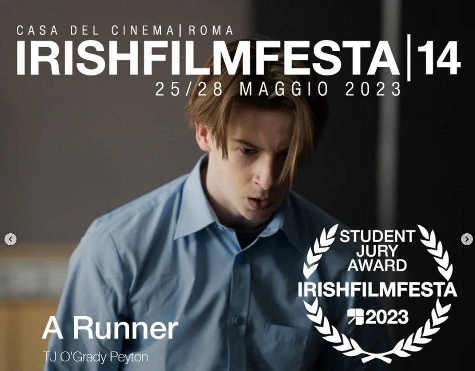 Carbonated Comet (@carbonatedcomet) on Twitter photo Delighted to announce that our <a href="/dlrArts/">dlr Arts Office</a> funded short 'A Runner' has won the Students jury Award from the Roma Tre University <a href="/UniRomaTre/">UniRomaTre Supporto ®️</a> as part of the <a href="/IrishFilmFesta/">IRISH FILM FESTA</a> !
A huge thank you to the festival and to the students (who also translated the subtitles).
#irishfilm Delighted to announce that our <a href="/dlrArts/">dlr Arts Office</a> funded short 'A Runner' has won the Students jury Award from the Roma Tre University <a href="/UniRomaTre/">UniRomaTre Supporto ®️</a> as part of the <a href="/IrishFilmFesta/">IRISH FILM FESTA</a> !
A huge thank you to the festival and to the students (who also translated the subtitles).
#irishfilm