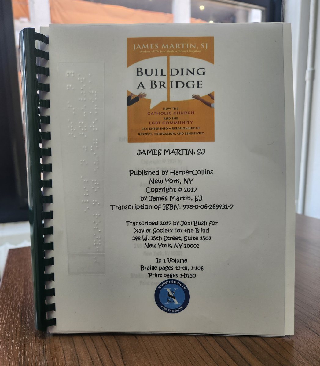 Donna McG. in @AustinDiocese requested 'Building a Bridge: How the Catholic Church Can Enter into a Relationship of Respect, Compassion and Sensitivity' by @JamesMartinSJ in #braille

This book offers a loving voice in a time marked by anger & divisiveness. #BlindTwitter