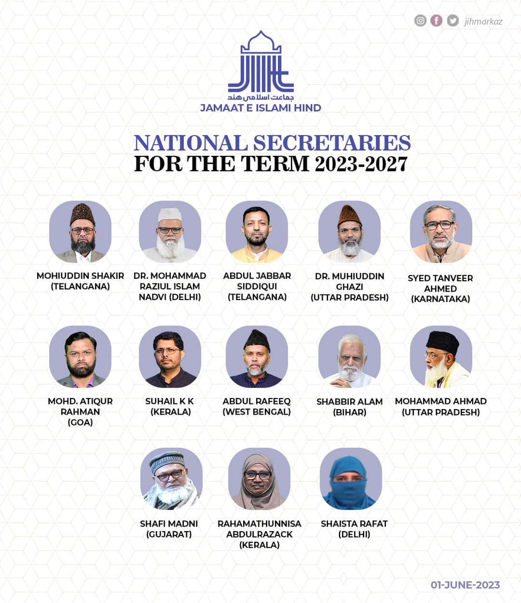 National Secretaries for the term 2023-2027

#JamaateIslamiHind