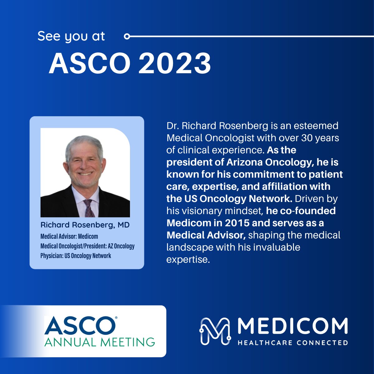 MedicomTech's tweet image. #ASCO23 starts tomorrow! Dr. Rosenberg, Medicom Medical Advisor, is attending &amp;amp; ready to connect! Schedule a meeting at: t.ly/HFJW

We’ll discuss Medicom Intellect: t.ly/X-4v, clinical data insights, &amp;amp; explore the forefront of #oncology advancements.