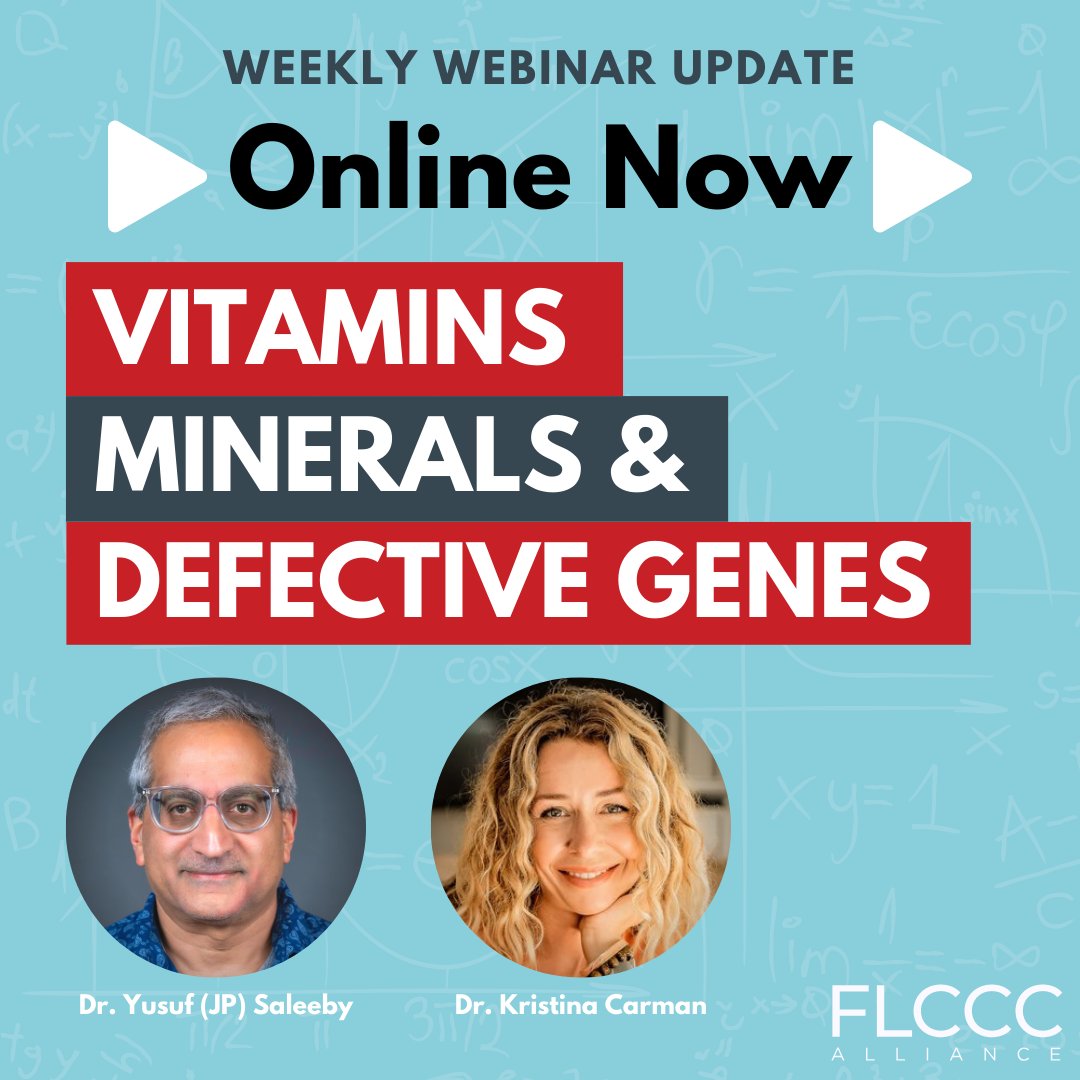 In case you missed yesterday’s information-packed weekly webinar, ‘Vitamins, Minerals and Defective Genes’ with Dr. Yusuf (JP) Saleeby and Dr. Kristina Carman, you can view it now: geni.us/May31-WeeklyWe…

#FLCCC #FLCCCWeeklyWebinar #DrJPSaleeby #DrKristinaCarman #health…