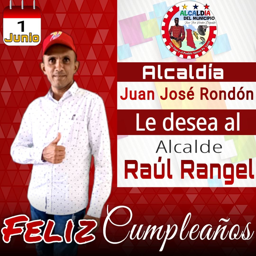 #1Jun 🎉🎉Hoy le deseamos ¡Feliz Cumpleaños! a nuestro alcalde Raúl Rangel.
El personal directivo, administrativo y obrero de la Alcaldía de Rondón felicita al mandatario municipal en su cumpleaños. 

#IntegraciónEnLaDiversidad
#GuáricoEnProgresoDeportivo