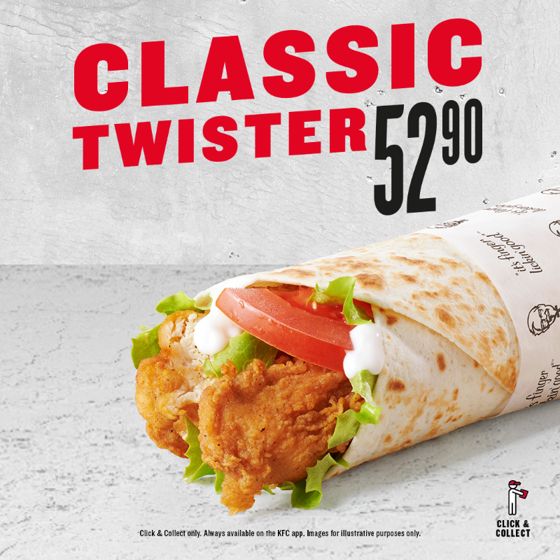 KFCSA's tweet photo. Get your hands on a Twister for just R59,90!