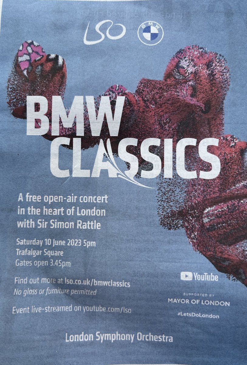 avirtualguide's tweet image. Ooh fun…free ⁦@londonsymphony⁩ gig Trafalgar Square Sat 10 June, gates open 3.45 pm. Lso.uk/bmwclassics