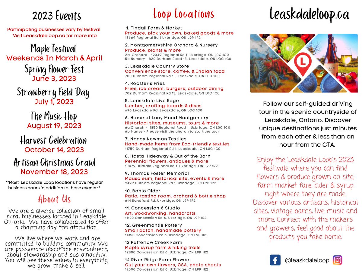 Enjoy a beautiful self-guided tour through the scenic countryside just north of Downtown Uxbridge. Explore shops, gardens, farms, cider and great food along the Leaskdale Loop.
#leaskdaleloop #discoveruxbridge